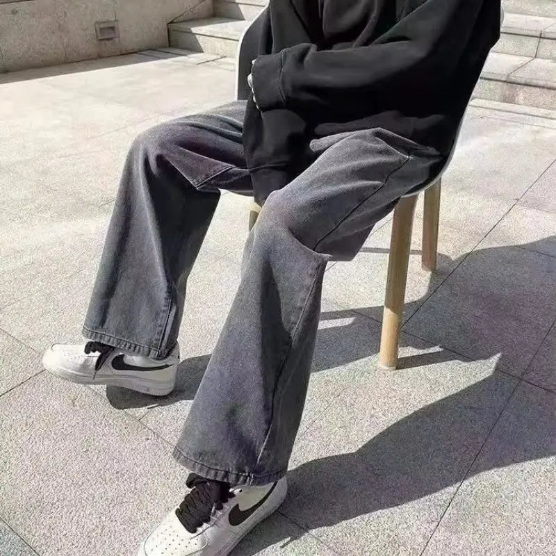 Men's Jeans American Loose Wide-leg Loose Straight Casual Trousers Street Hip-hop Baggy Jeans Black Grey Blue Streetwear Men